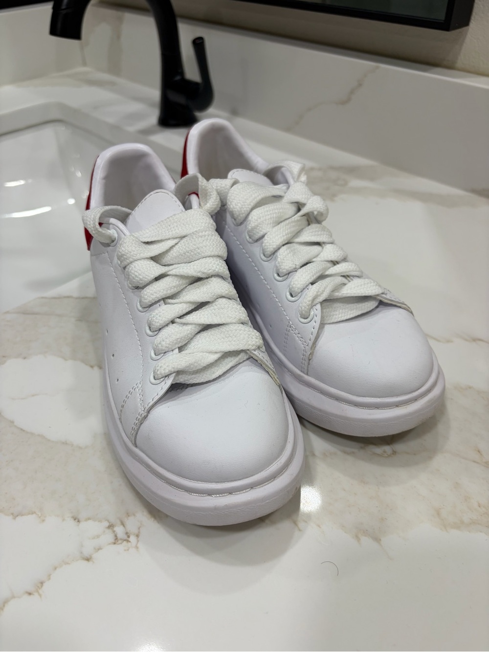 Alexander McQueen White Sneakers with Red Heel